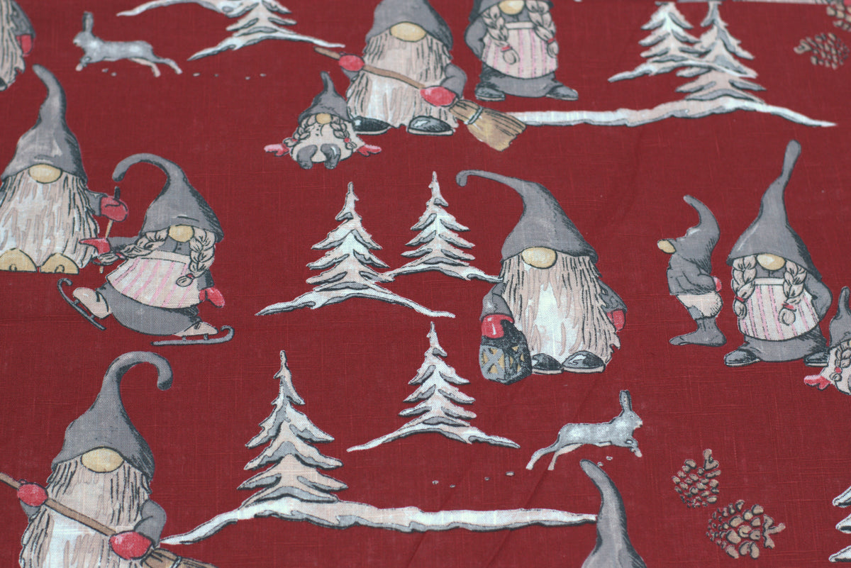 Red Printed Cotton-Look Running Fabric – 48 Inch Width for Table – Nushio by Pulpel