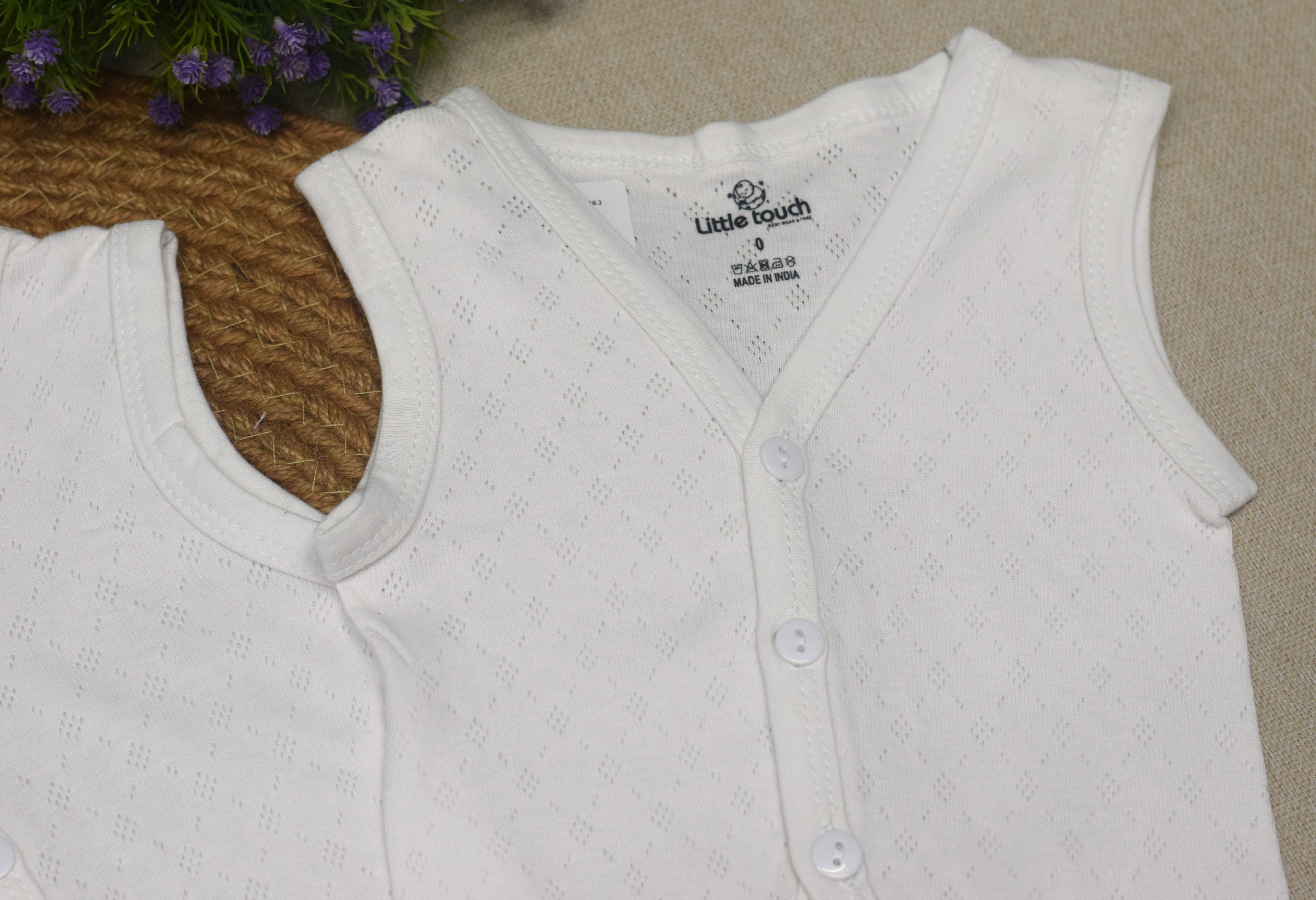 Kettuduppu Baby Vest Set – Pack of 3 Soft Cotton Sleeveless Innerwear (White)