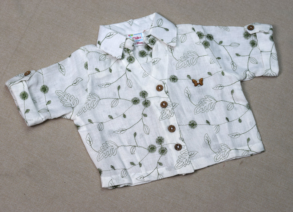 Girls Green 3-Piece Co-Ord Set with Printed Shirt & Cargo Pants