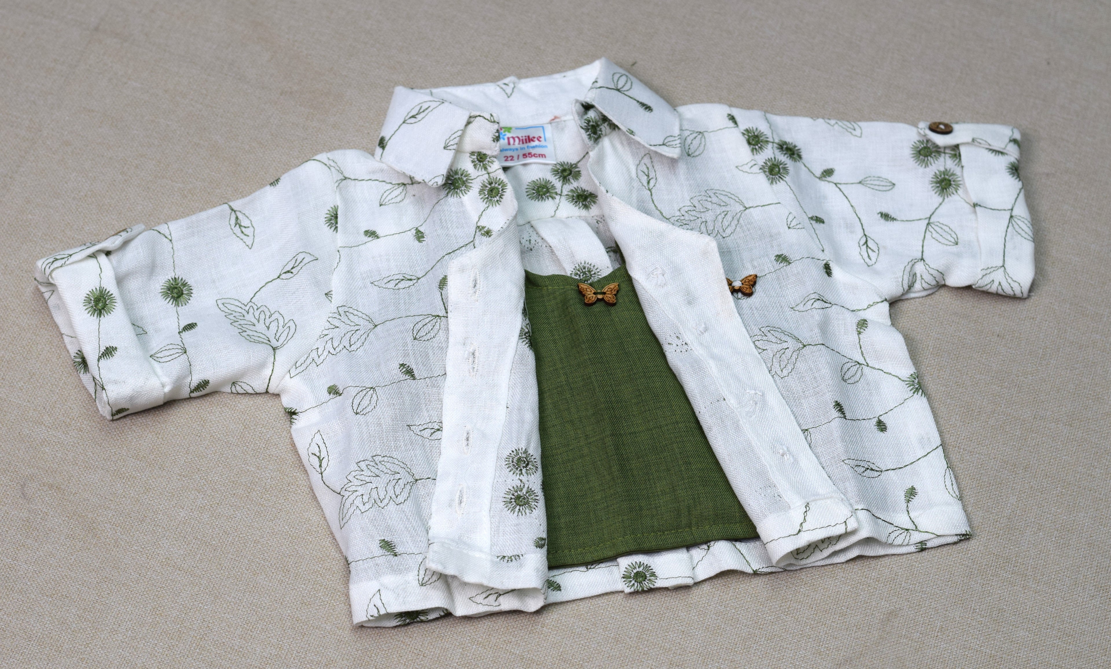 Girls Green 3-Piece Co-Ord Set with Printed Shirt & Cargo Pants