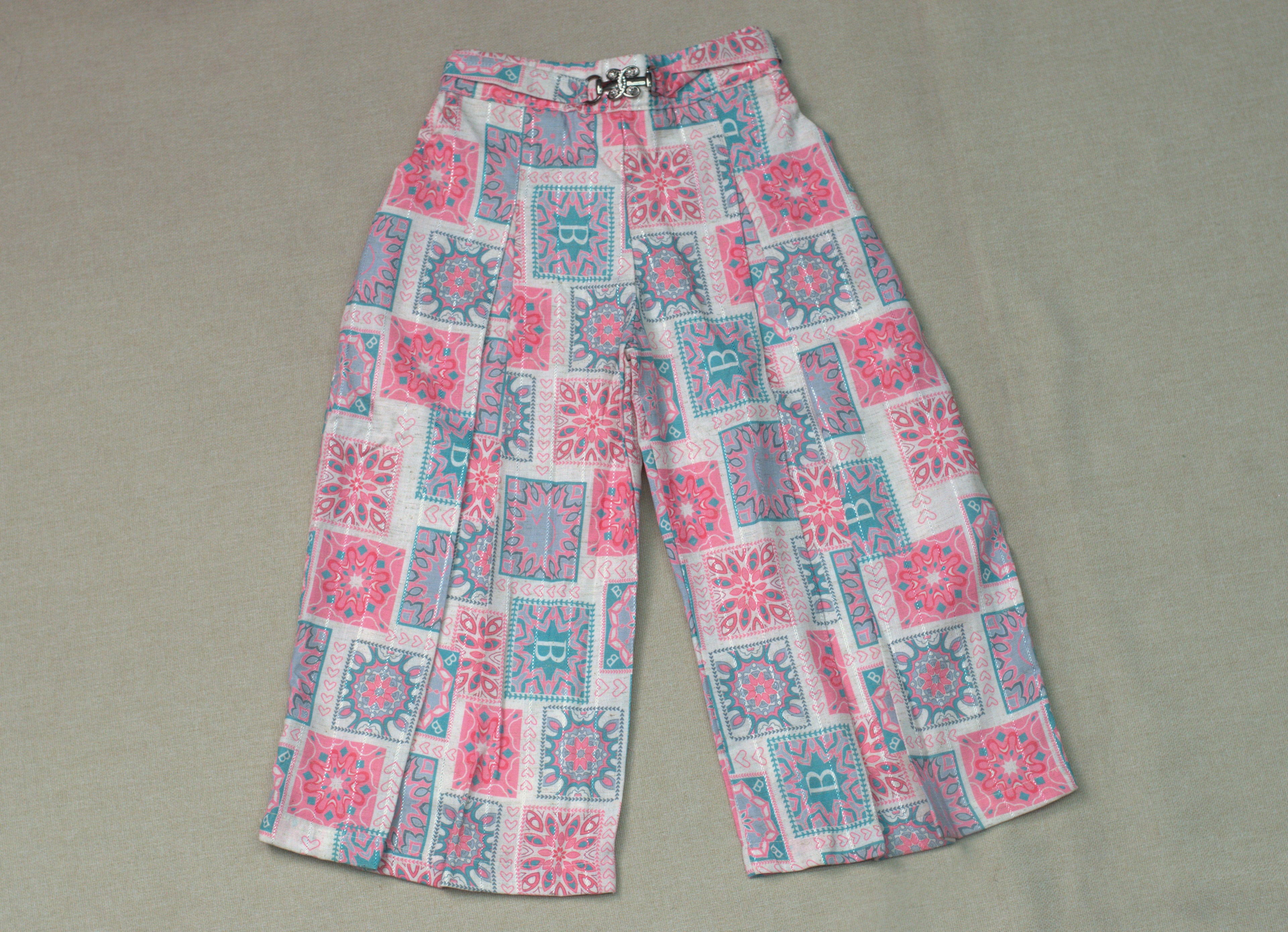 Girls Printed Co-Ord Set with Embroidered Top & Palazzo Pants – White & Pink
