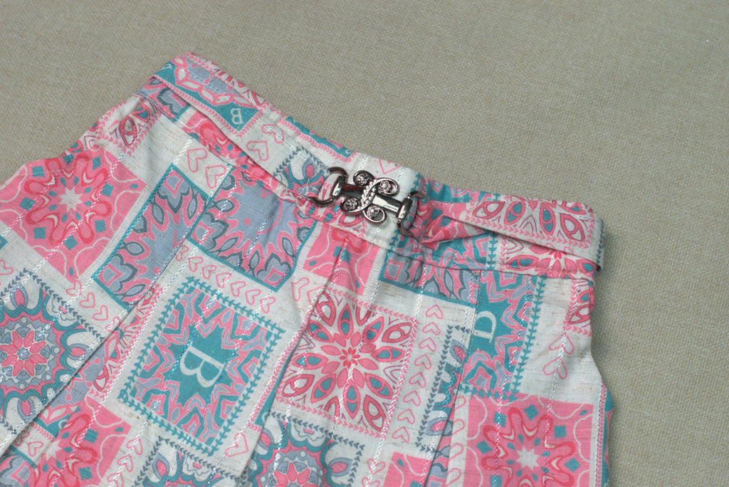 Girls Printed Co-Ord Set with Embroidered Top & Palazzo Pants – White & Pink