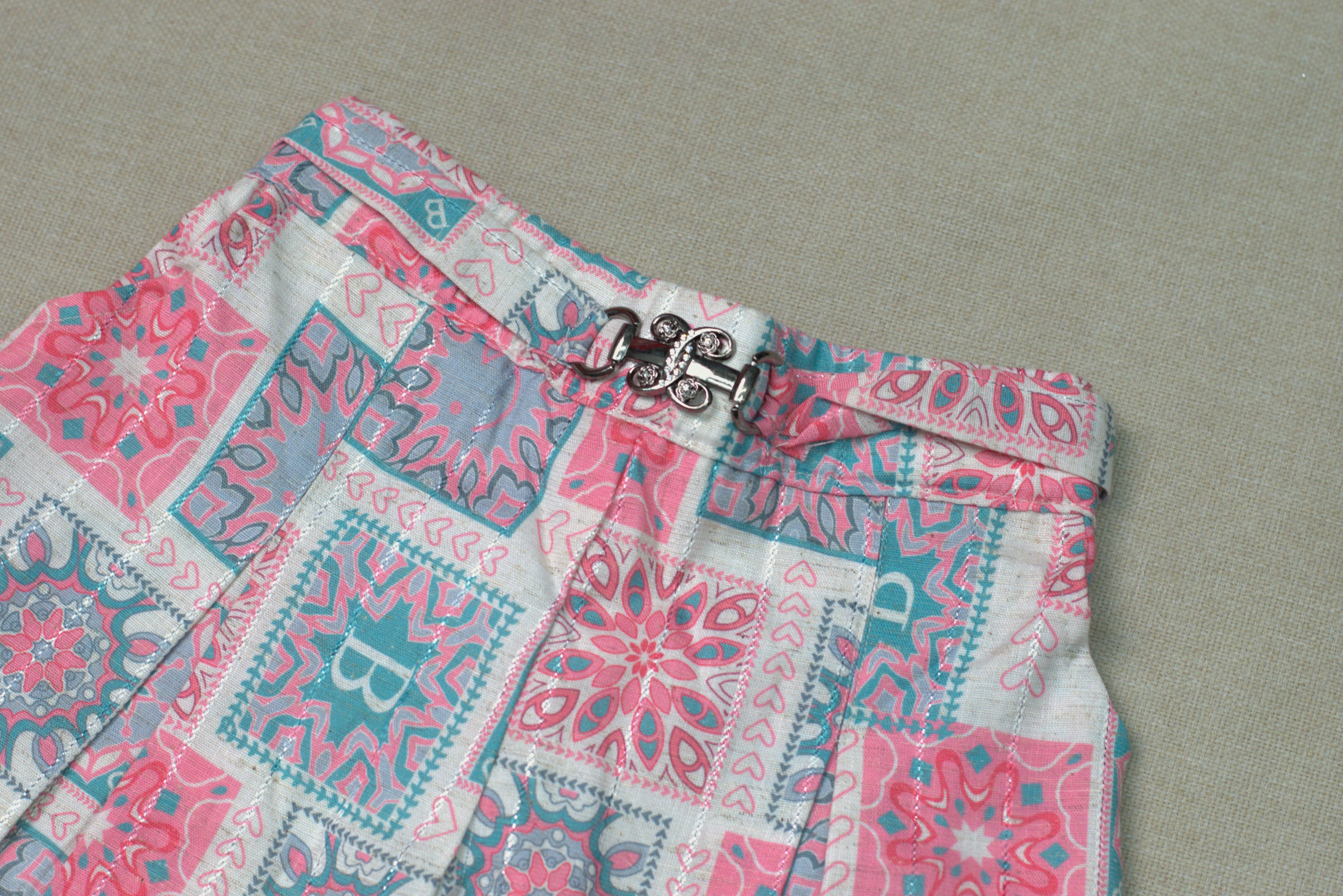 Girls Printed Co-Ord Set with Embroidered Top & Palazzo Pants – White & Pink