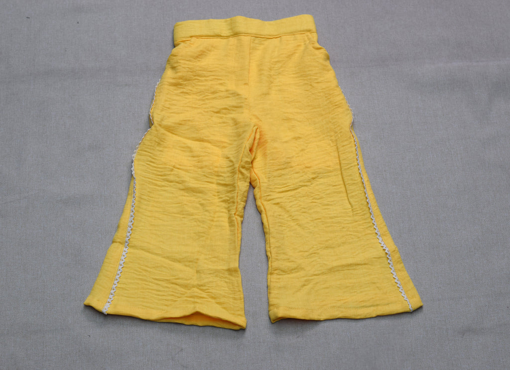 Girls Yellow Floral Embroidered Co-Ord Set for Kids | Stylish Jacket & Wide-Leg Pants Set