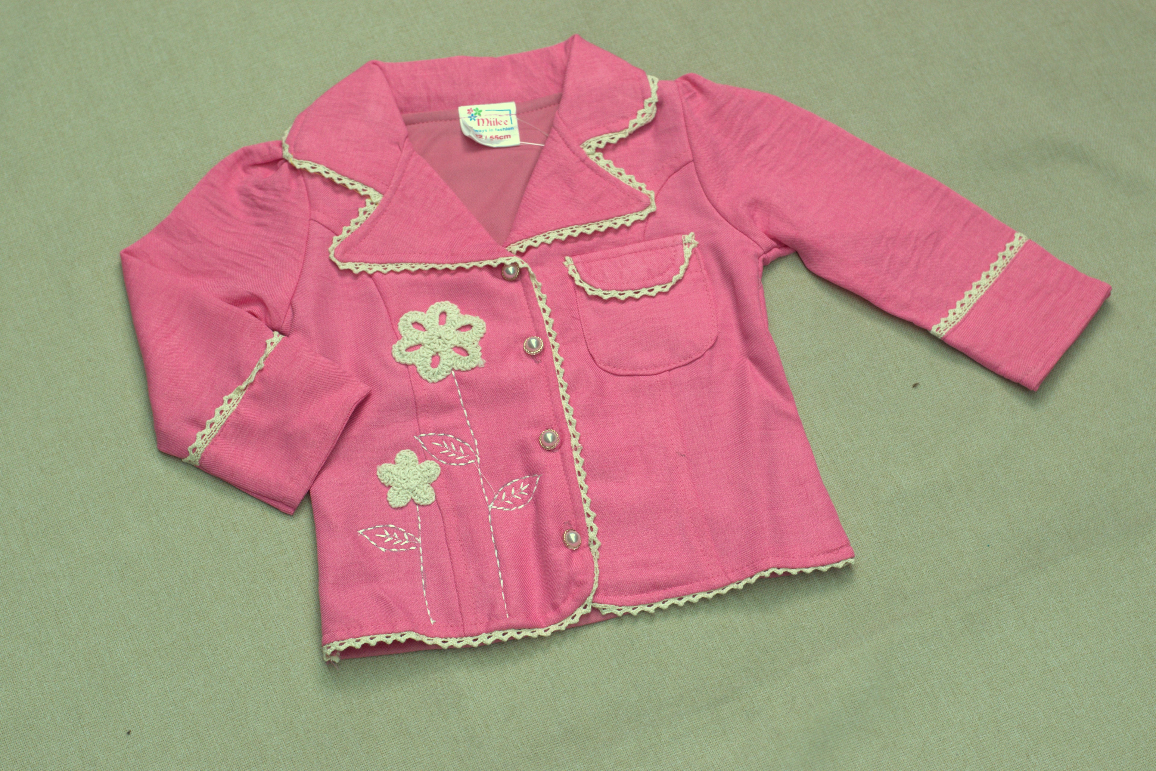 Girls Pink Floral Embroidered Co-Ord Set | Stylish Shirt & Wide-Leg Pant Set for Kids