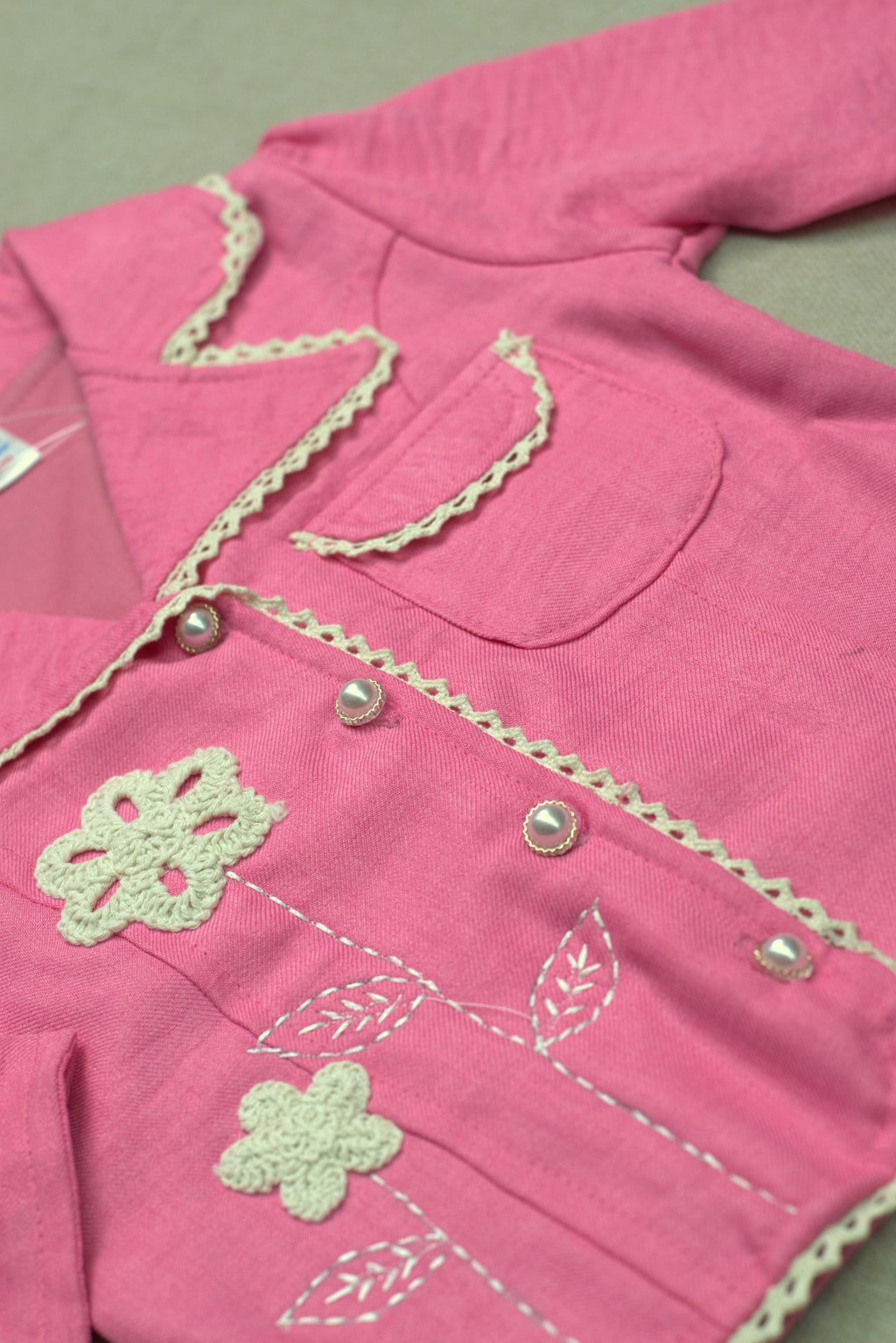 Girls Pink Floral Embroidered Co-Ord Set | Stylish Shirt & Wide-Leg Pant Set for Kids