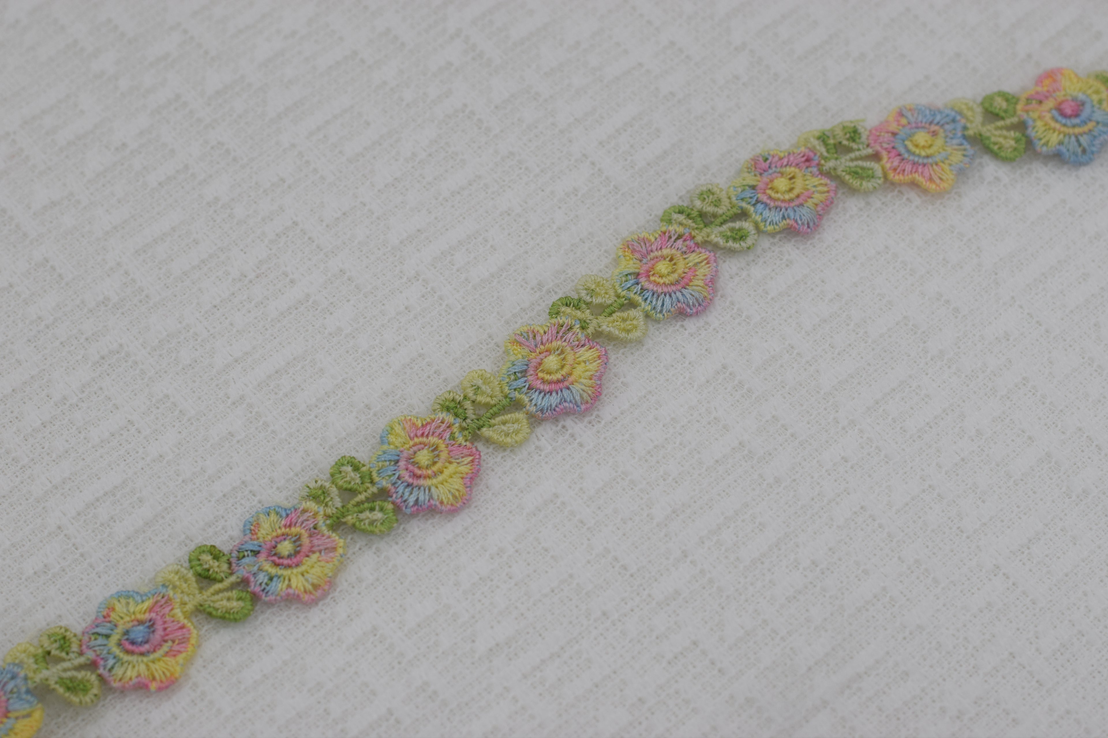 Imported Multicolor Floral Embroidered Lace Trim – Premium Decorative Border