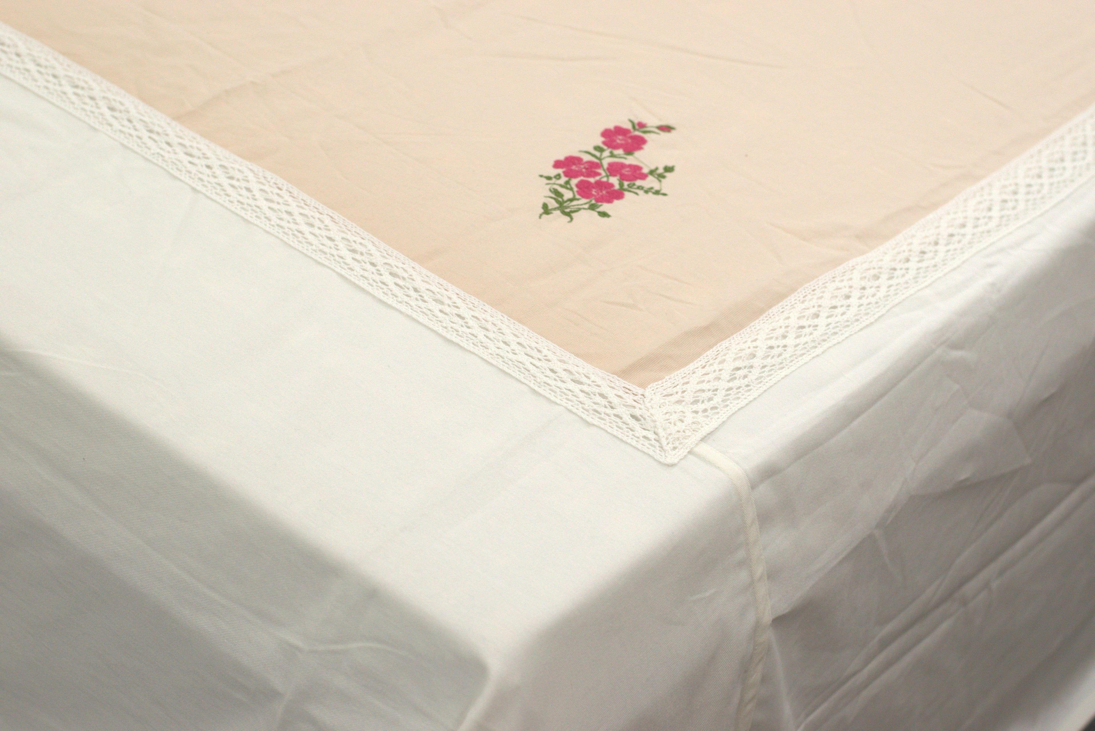 Premium King Size Cotton Bedspread Set with 2 Pillow Covers | Elegant Floral Embroidery | 96 x 104 Inches
