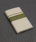 Kodi Color Double Mundu – Off White Cotton Traditional Kerala Dhoti with Olive Green Border