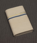 Traditional Kerala Kodi Double Mundu – Off-White Cotton with Blue & Gold Border | Premium Men's Dhoti