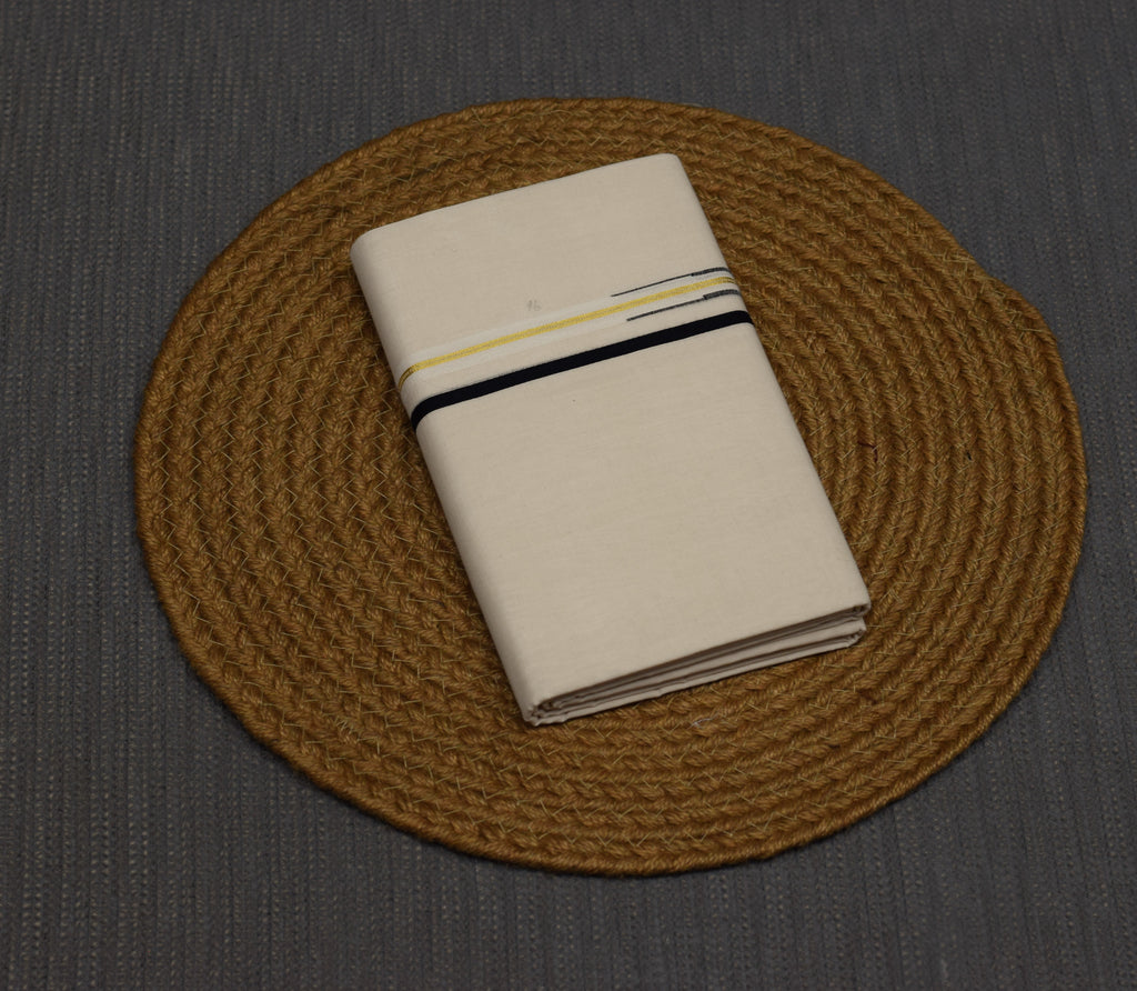 Kerala Traditional Kodi Color Double Mundu with Black & Gold Kasavu Border | Premium Cotton Men's Dhoti