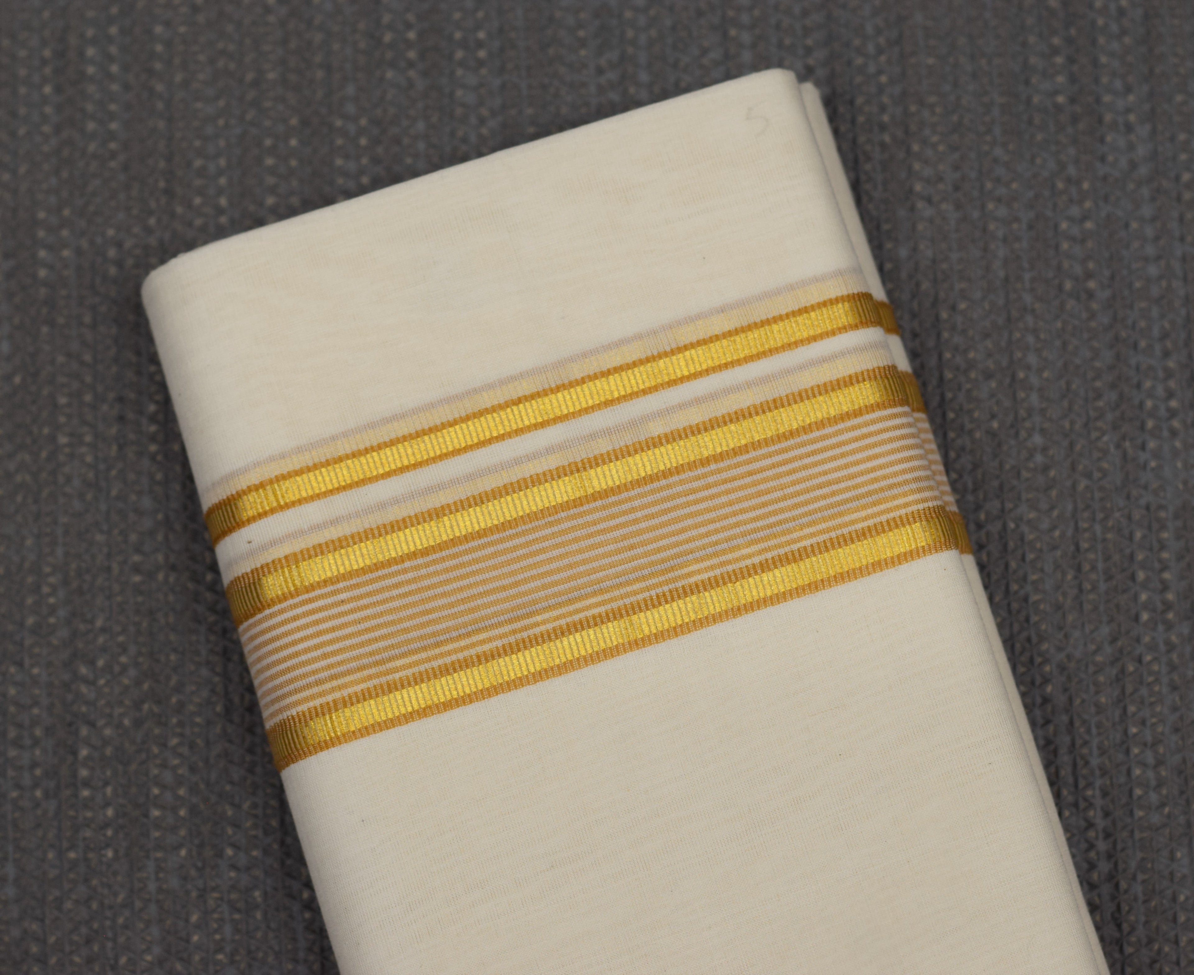 Traditional Kerala Kodi Double Mundu with Golden Zari Border