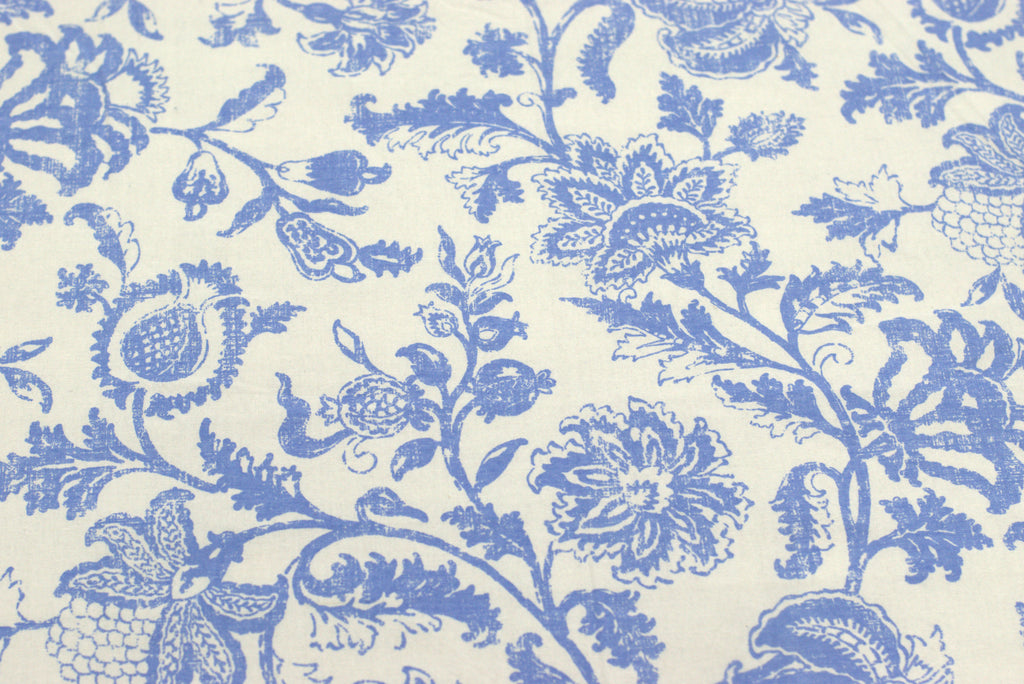 Premium Queen Size Cotton Bedsheet with 2 Pillow Covers – Blue Floral Vine Print