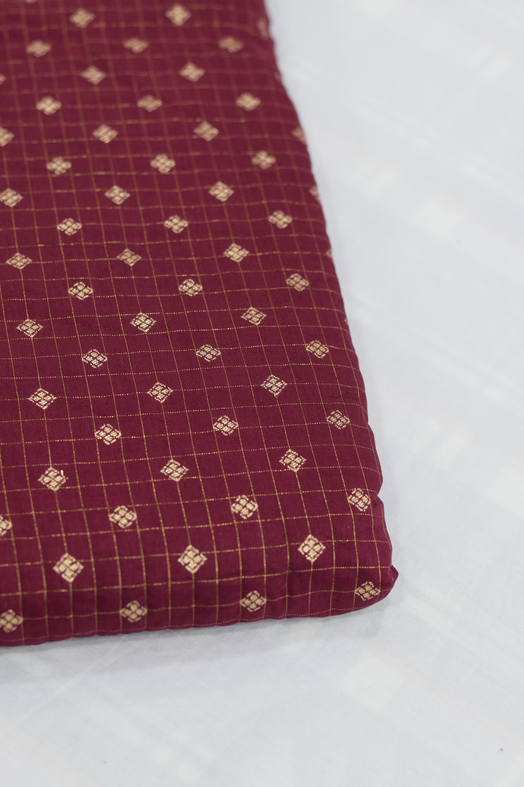 Maroon Brocade Silk Fabric for Blouse & Midi | Gold Woven Butta Design |