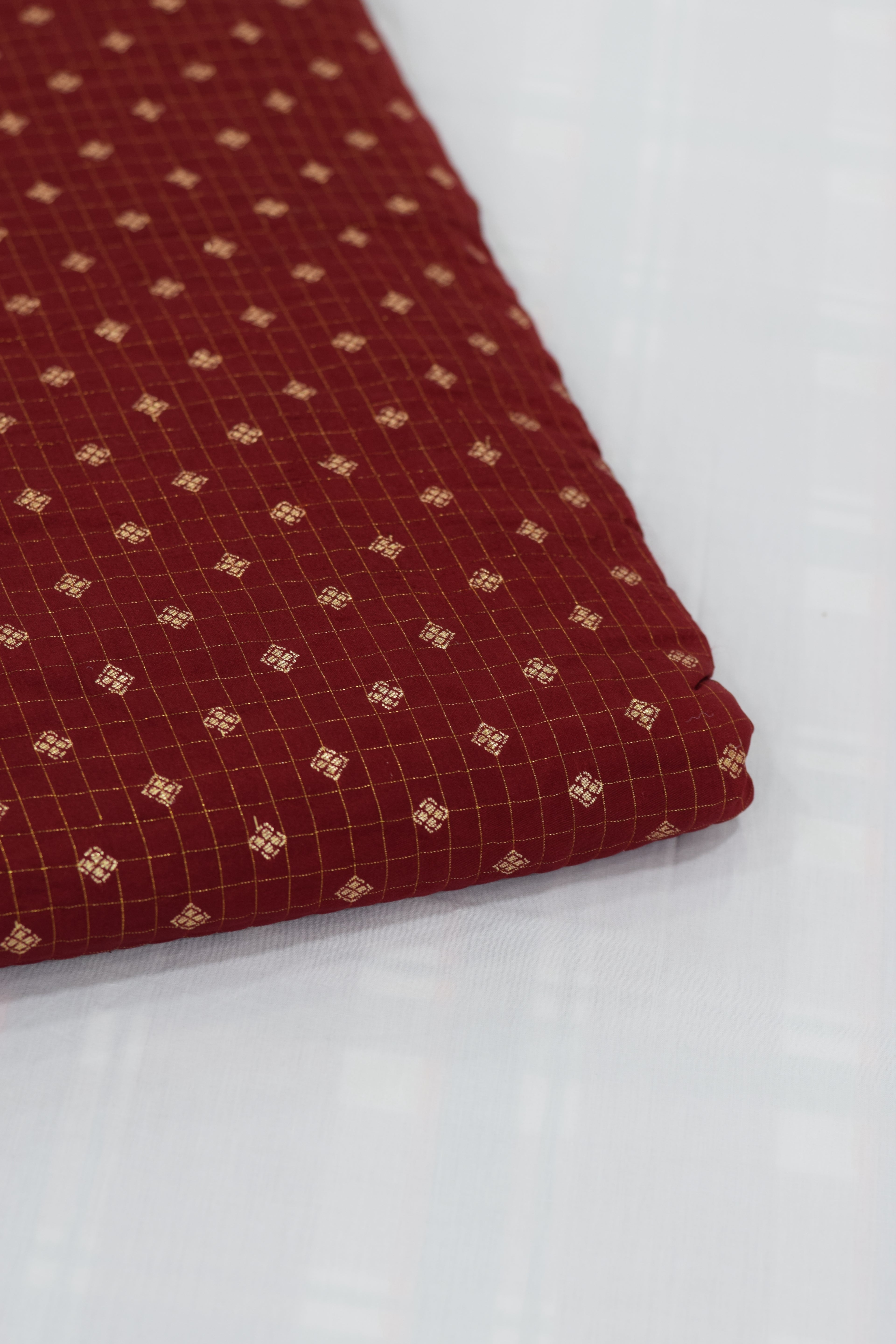 Maroon Brocade Silk Fabric for Blouses & Midi Blouses – Traditional Woven Design – Available in 1.10m, 1.50m & 2m Cuts