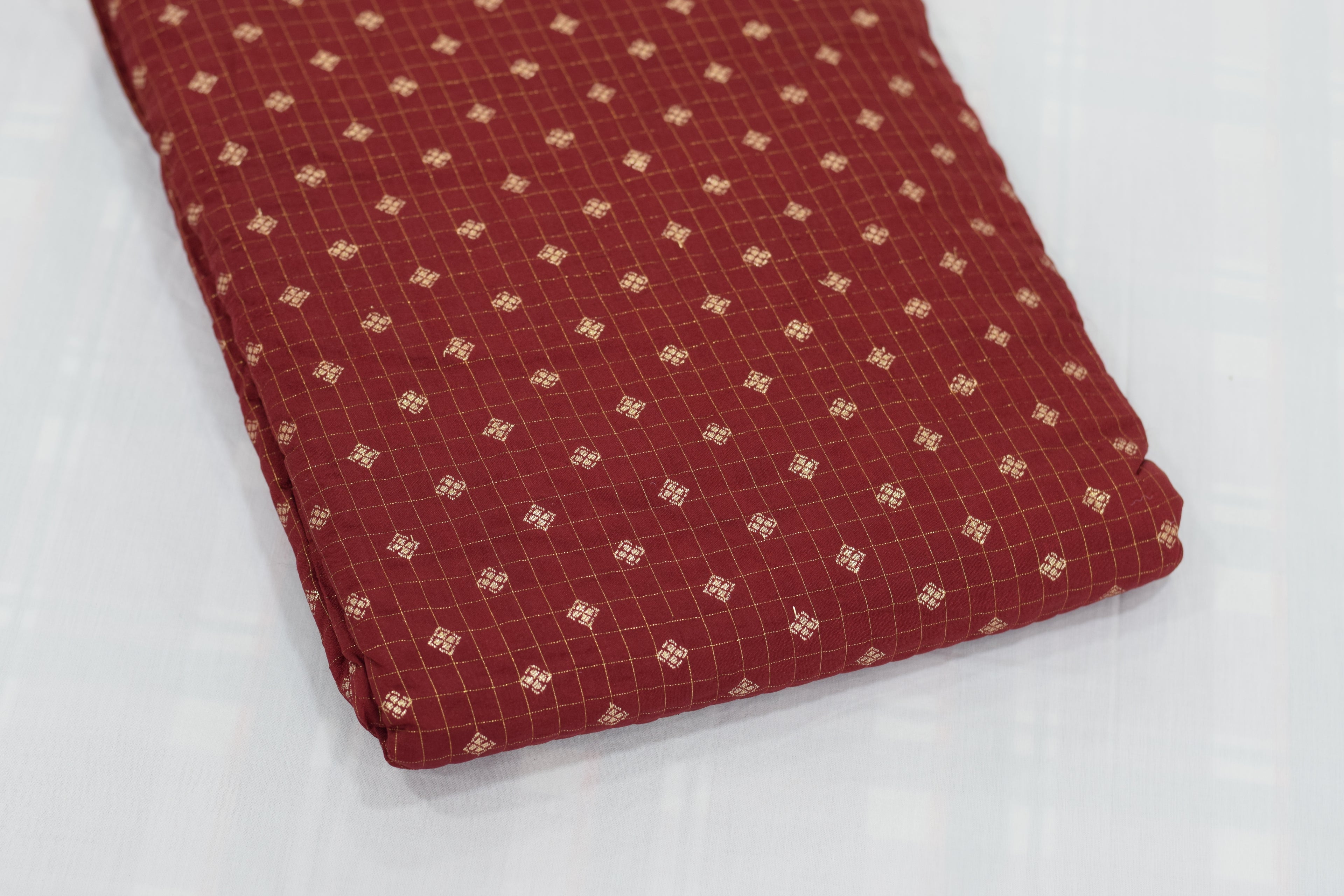 Maroon Brocade Silk Fabric for Blouses & Midi Blouses – Traditional Woven Design – Available in 1.10m, 1.50m & 2m Cuts