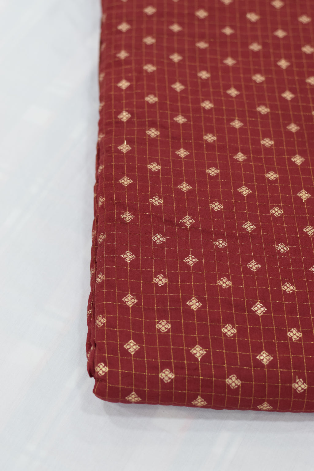 Maroon Brocade Silk Fabric for Blouses & Midi Blouses – Traditional Woven Design – Available in 1.10m, 1.50m & 2m Cuts