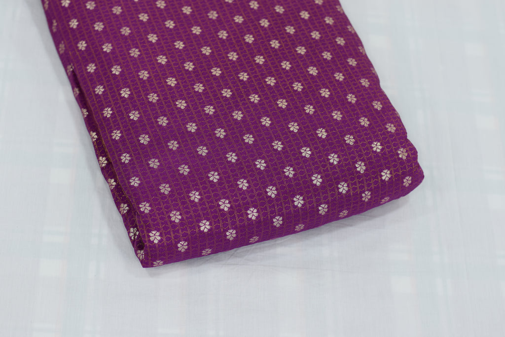Premium Purple Brocade Silk Fabric with Floral Zari Weave – Blouse & Midi Fabric (1.10m / 1.50m / 2m)