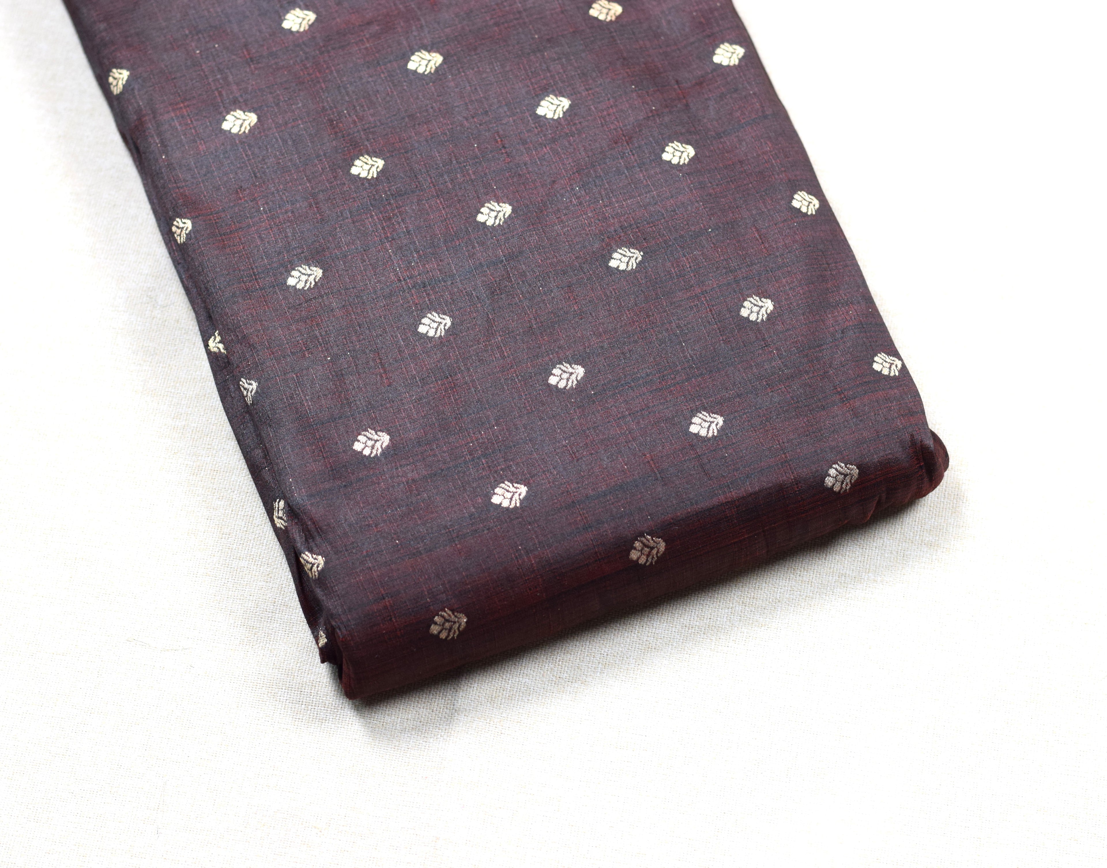 Premium Maroon Brocade Silk Fabric with Silver Butta – Running Material for Blouse & Midi | 1.10m / 1.50m / 2m