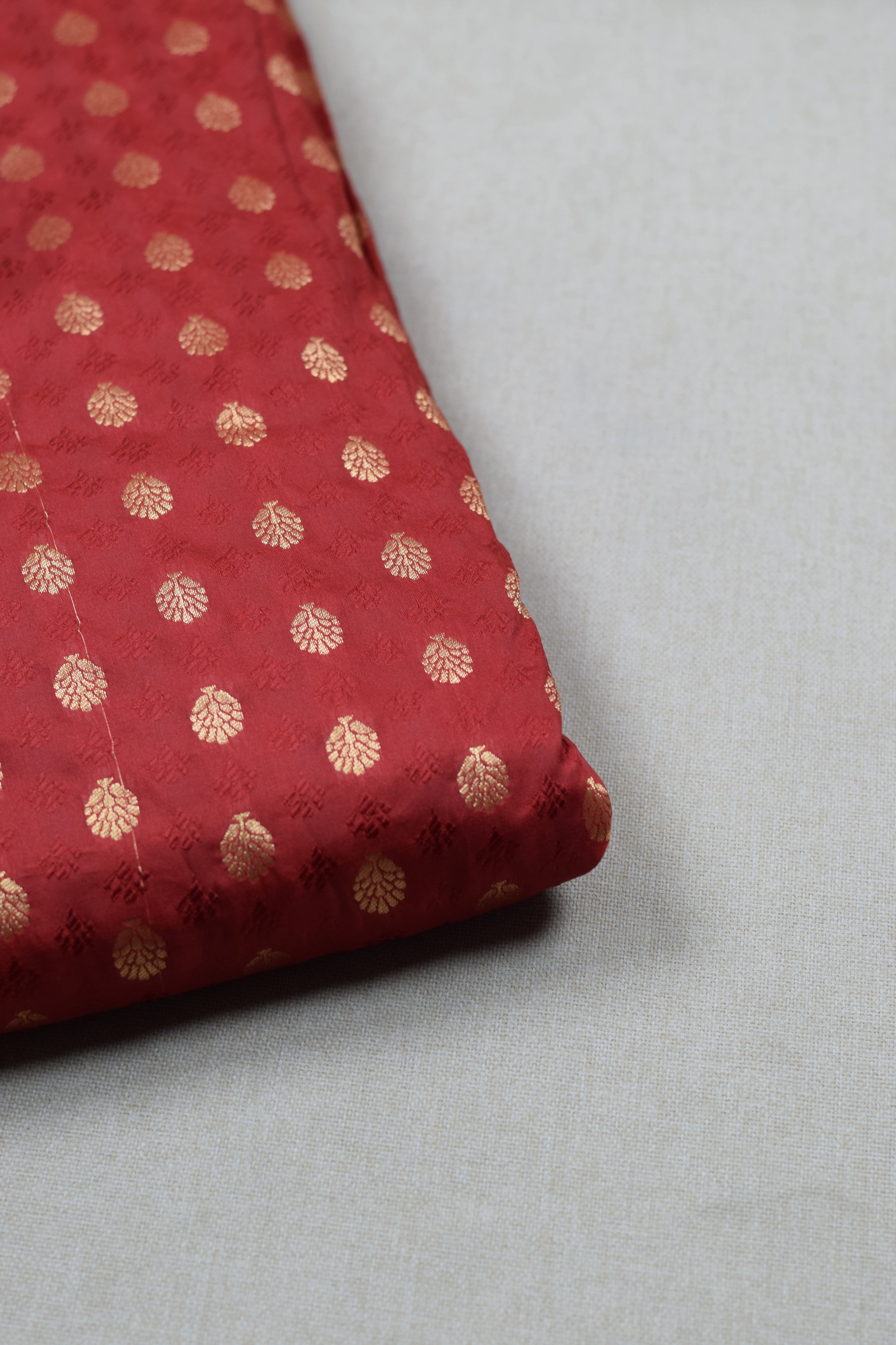 Maroon Brocade Silk Fabric with Gold Butta Design – Running Material for Blouse & Midi | 1.10m / 1.50m / 2m