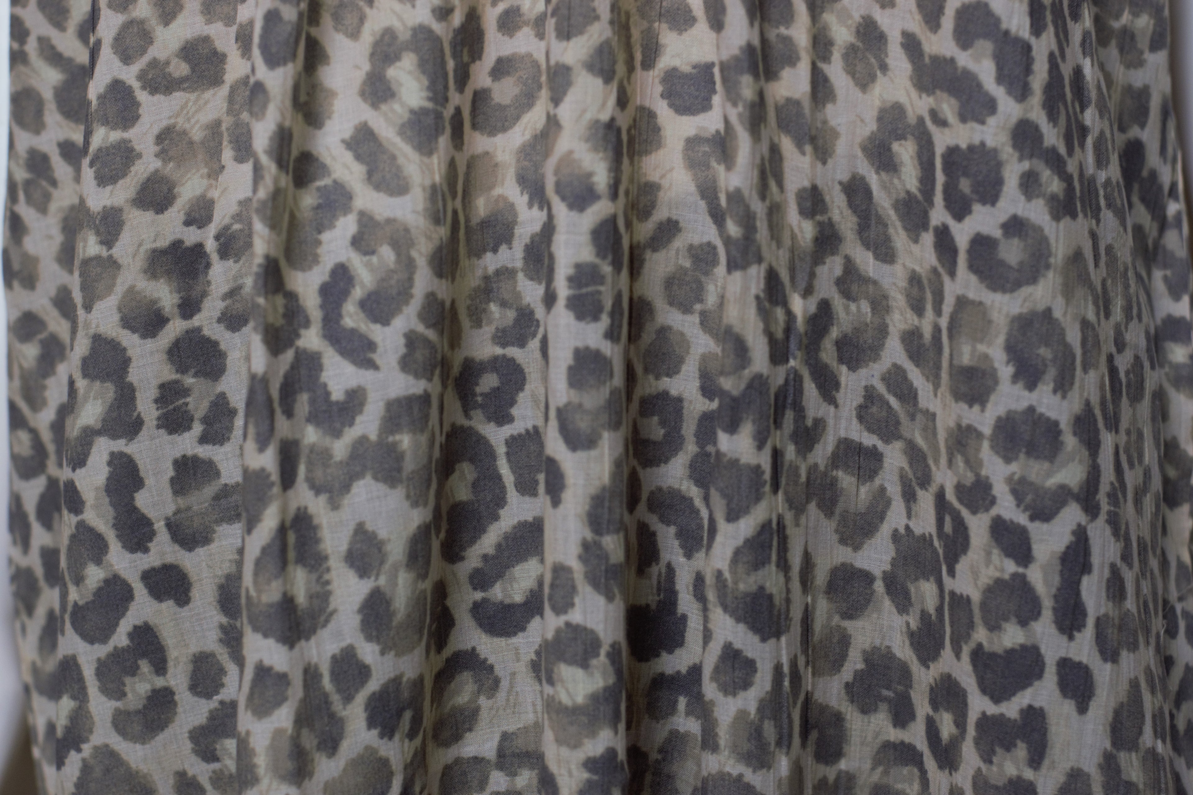 Women's Full Length Cotton Nighty – Grey Leopard Print with Lace Neckline | Soft & Comfortable Sleepwear