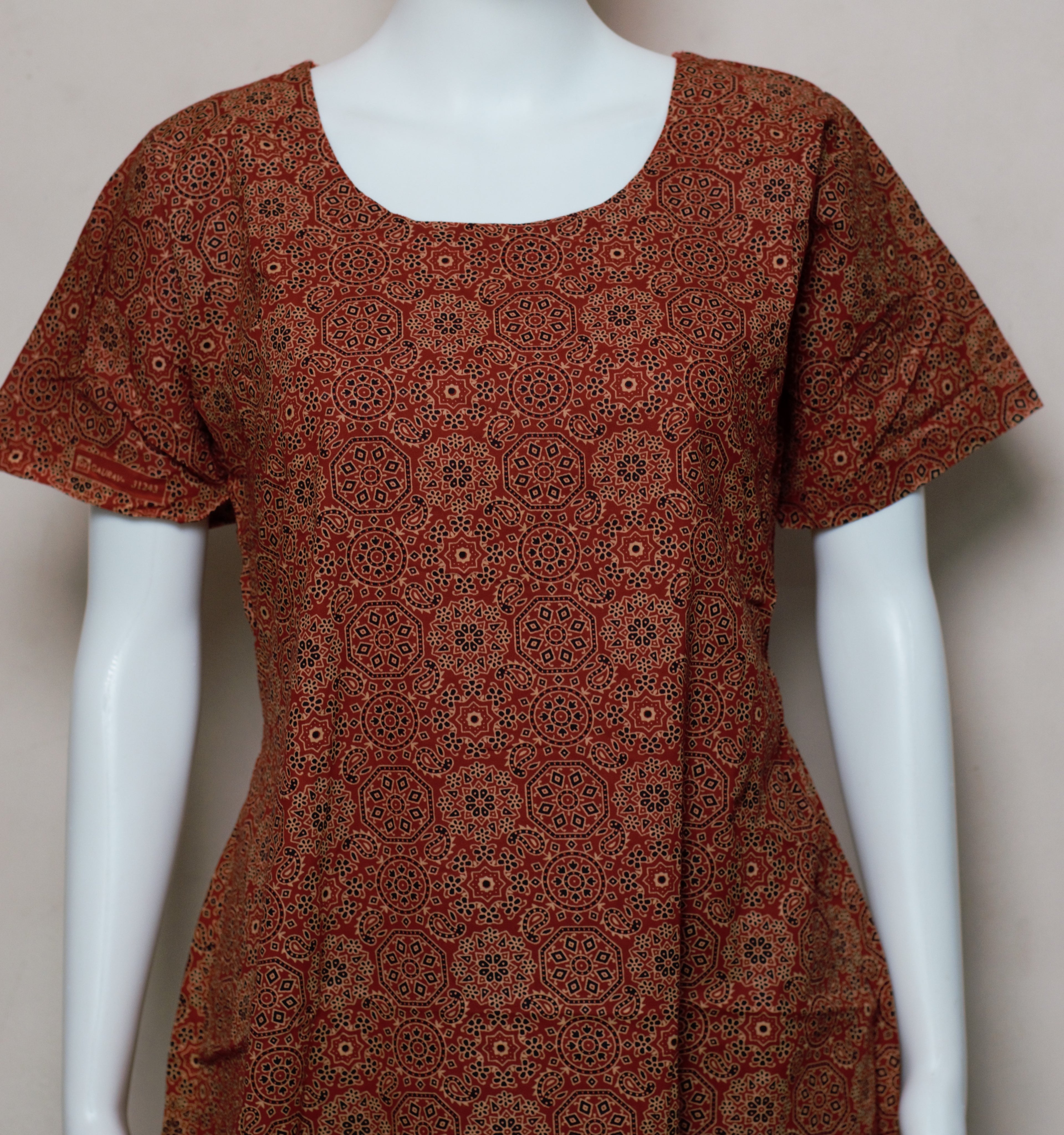Soft Cotton Printed Knee Length Nighty for Women | Round Neck | Comfortable Daily Wear