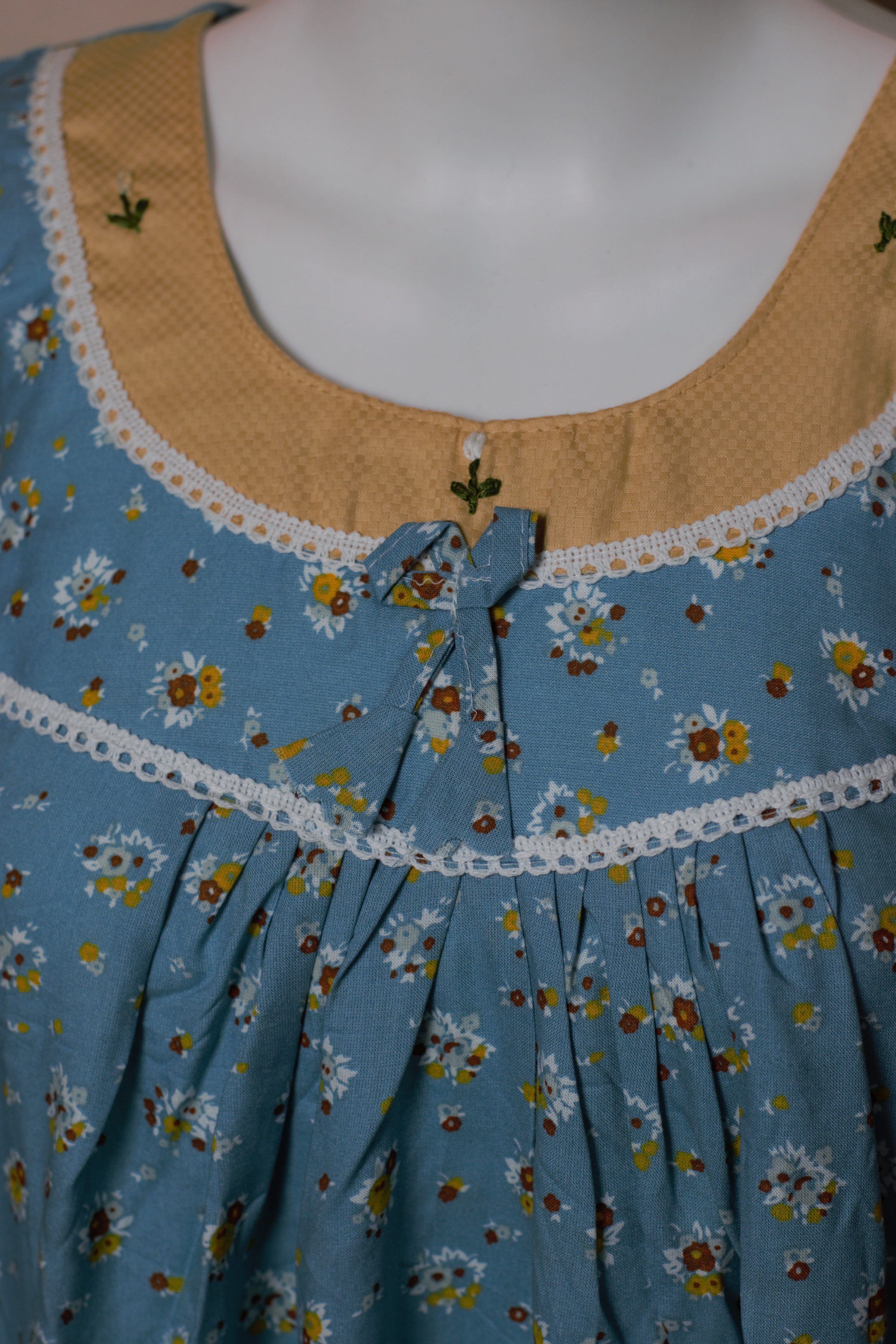 Women's Floral Printed Full Length Nighty – Sky Blue | Comfortable Daily Wear