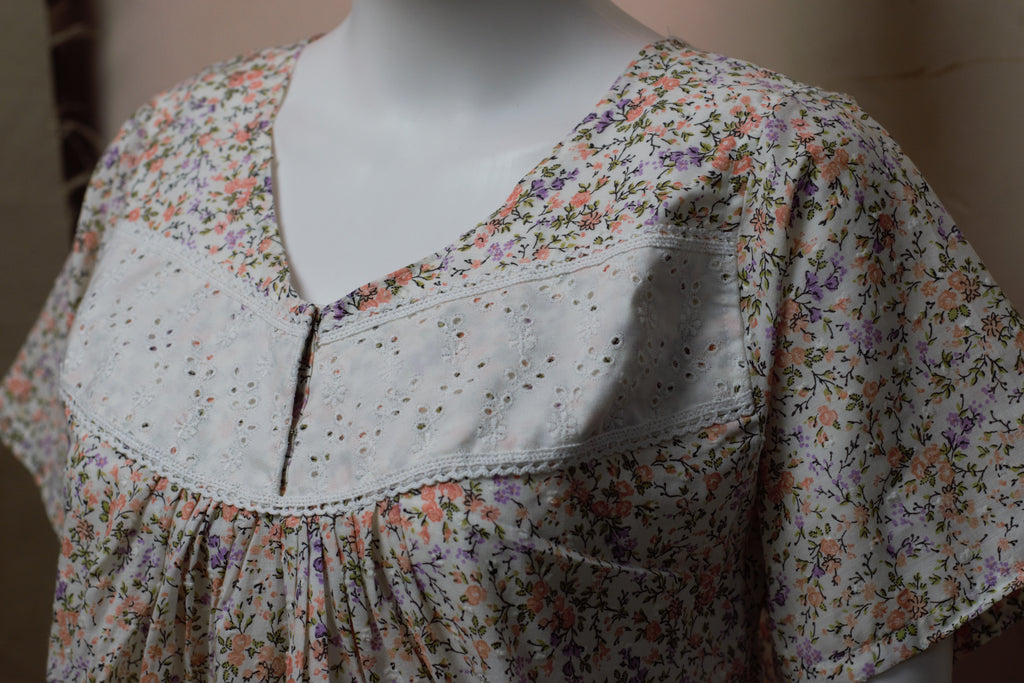 Women's Full Length Cotton Floral Printed Nighty with Embroidered Yoke – Comfortable Daily Wear