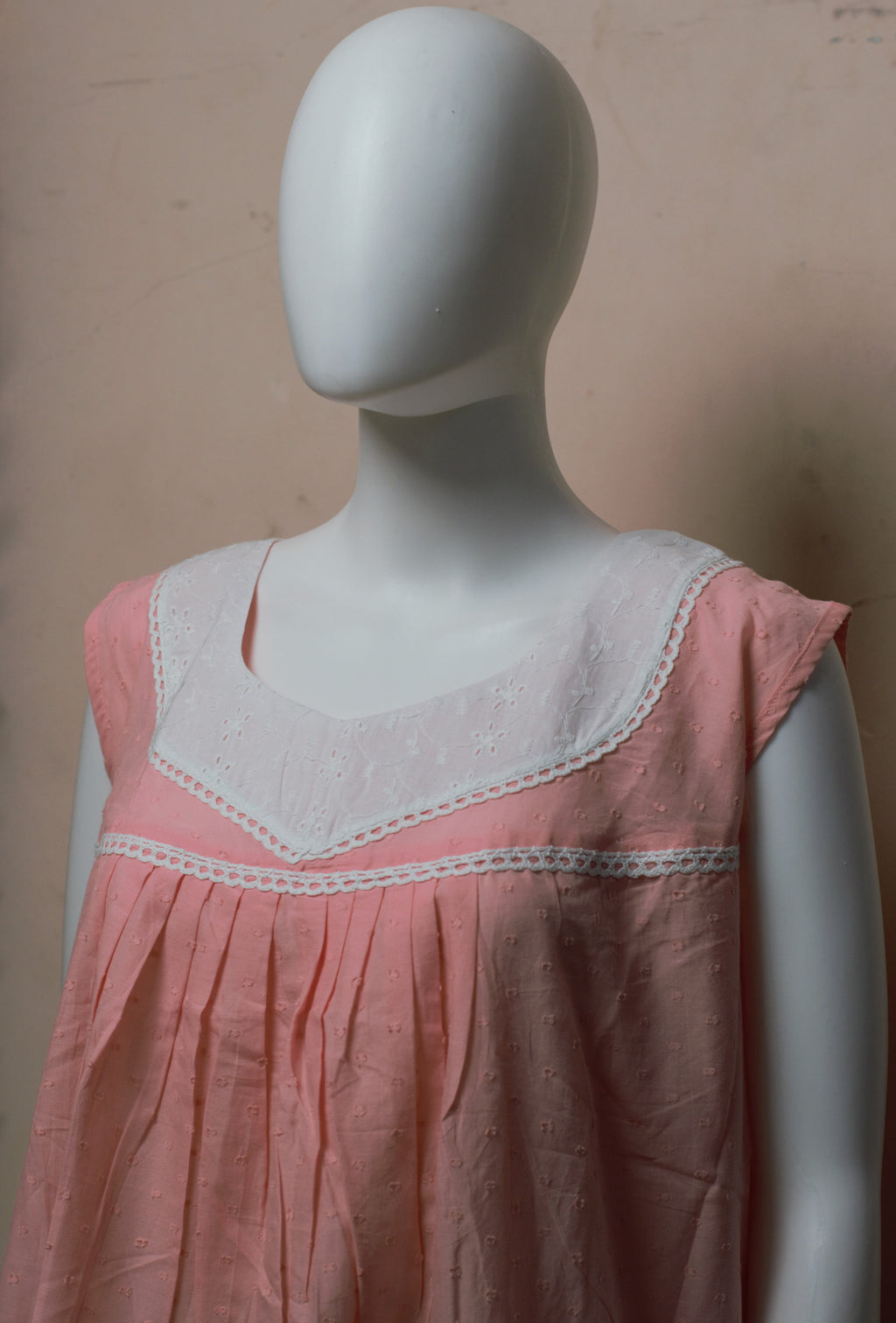 Women's Cotton Knee Length Nighty with Embroidered Yoke – 48" Length | Comfortable Daily Wear