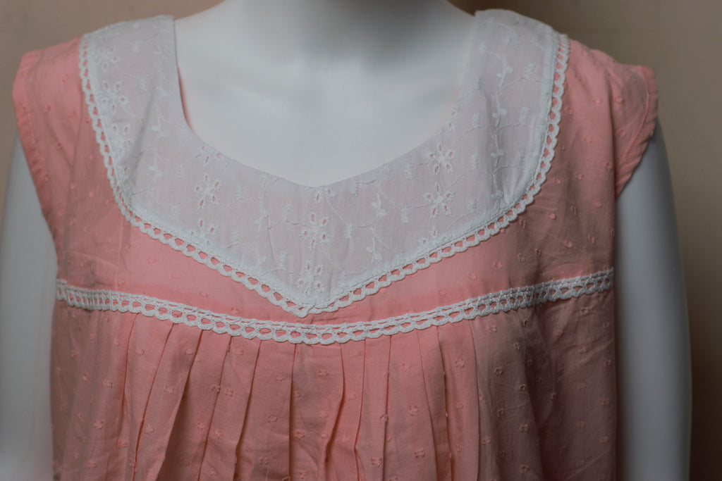 Women's Cotton Knee Length Nighty with Embroidered Yoke – 48" Length | Comfortable Daily Wear