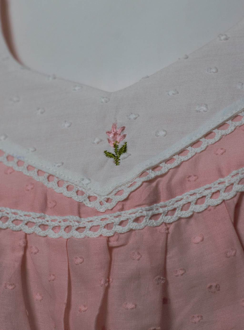 Women's Cotton Knee Length Nighty with Embroidered Yoke & Lace Trim – 46" Length | Pink