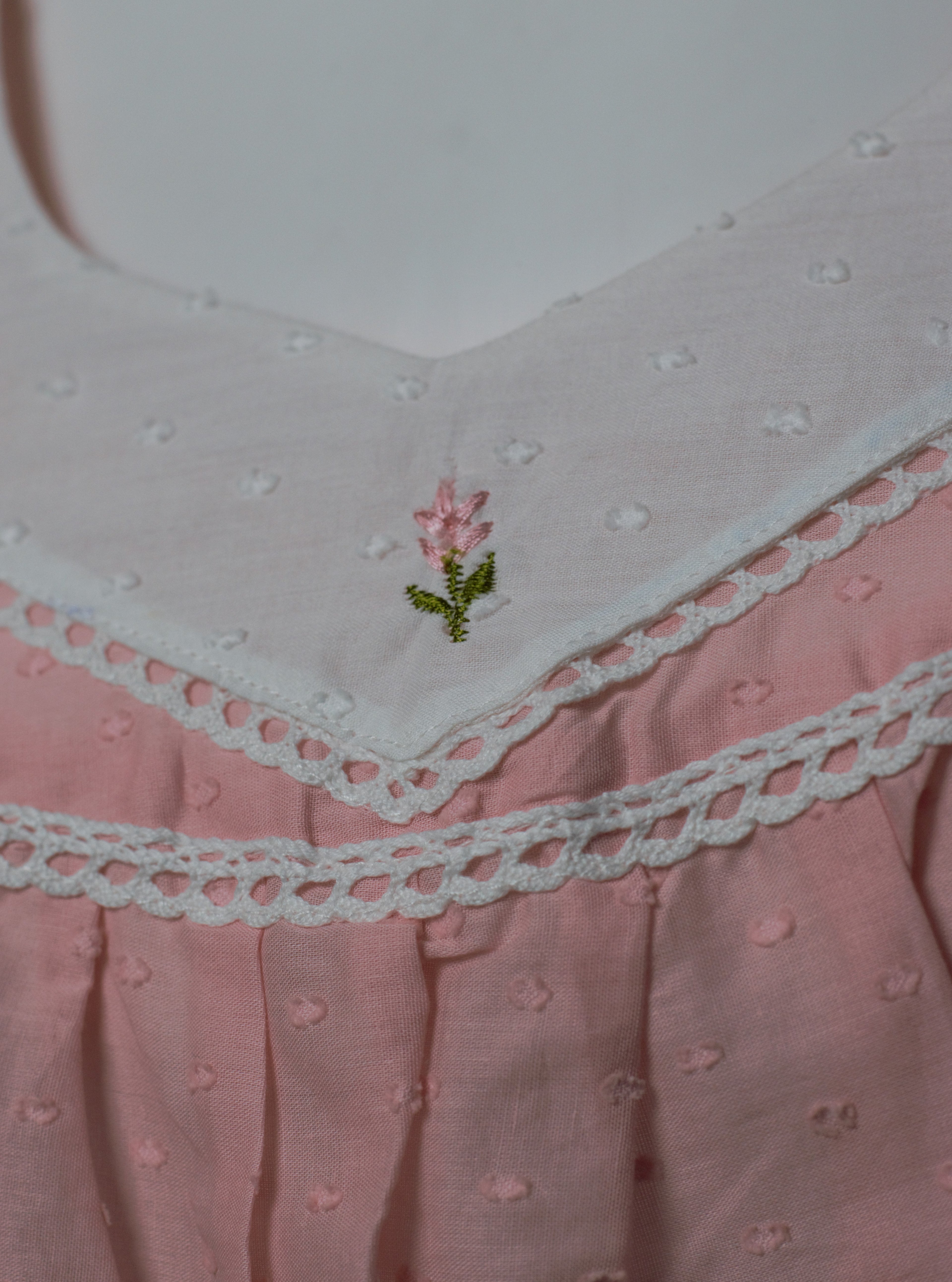 Women's Cotton Knee Length Nighty with Embroidered Yoke & Lace Trim – 46" Length | Pink