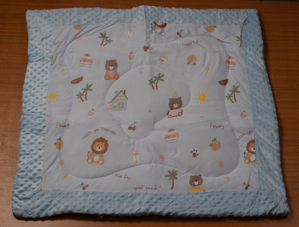 95 x 95 cm Ultra Soft Baby Minky Square Blanket – Plush Double Layer Receiving & Swaddle Blanket | Baby Blue Teddy Print