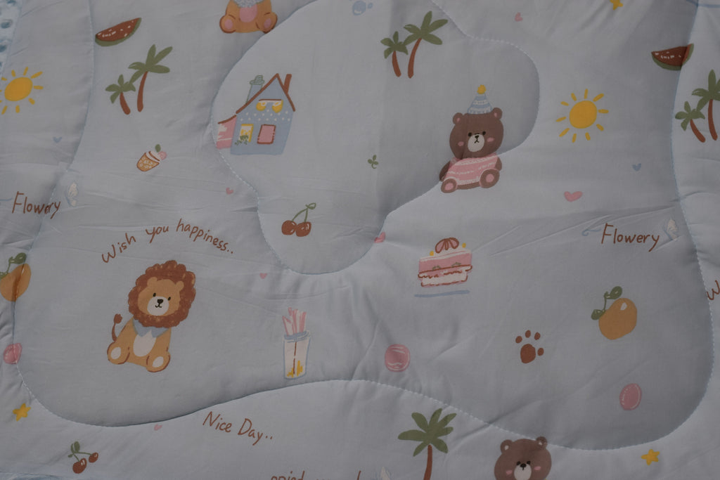 95 x 95 cm Ultra Soft Baby Minky Square Blanket – Plush Double Layer Receiving & Swaddle Blanket | Baby Blue Teddy Print