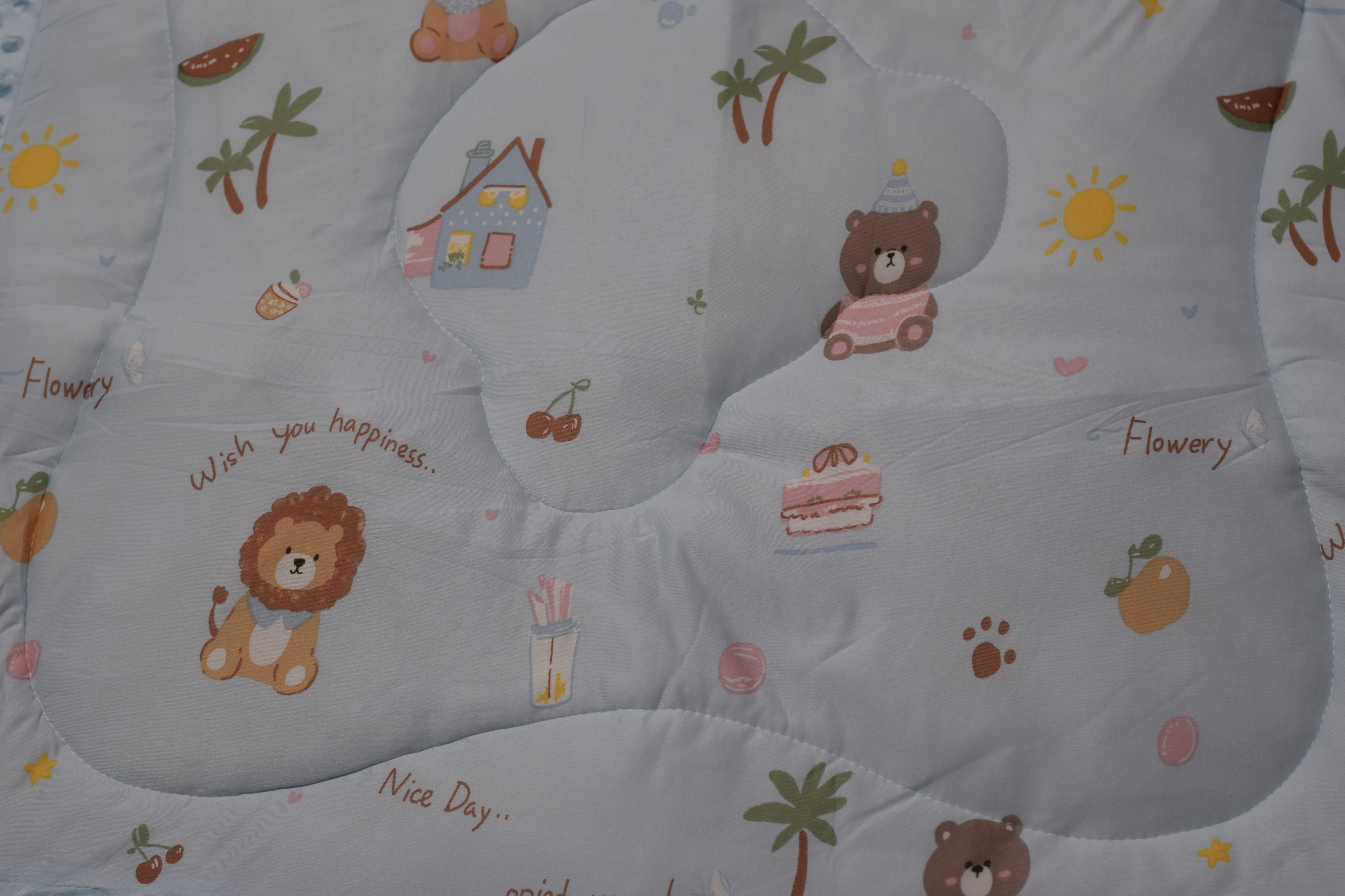 95 x 95 cm Ultra Soft Baby Minky Square Blanket – Plush Double Layer Receiving & Swaddle Blanket | Baby Blue Teddy Print