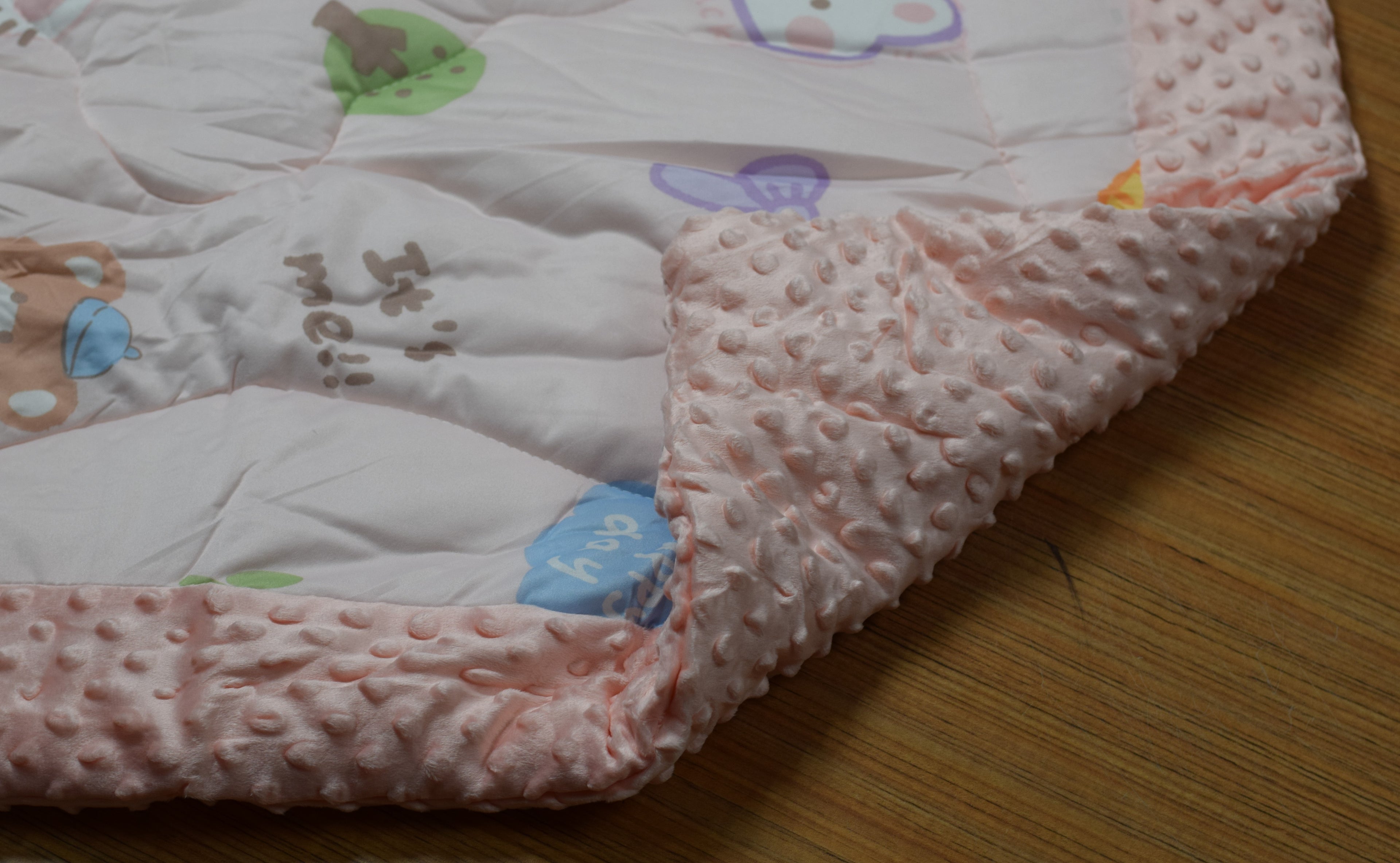 95x95cm Ultra Soft Baby Minky Square Blanket – Plush Double Layer Receiving & Swaddle Blanket (Baby Peach)