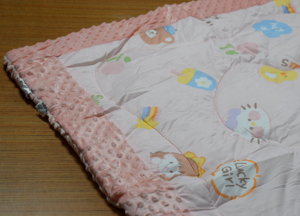 95x95cm Ultra Soft Baby Minky Square Blanket – Plush Double Layer Receiving & Swaddle Blanket (Baby Peach)