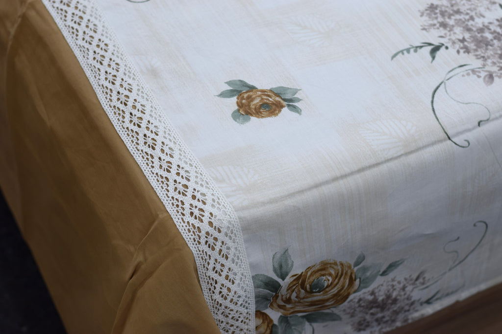 Floral Printed Bedspread with 2 Pillow Covers – 90 x 96 Inches | Elegant Cotton Blend Bedding Set