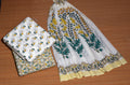 Soft Cotton Dress Material Set with Shawl – White & Yellow Floral Print | 44" Width | Top 2.5 m &Bottom 2 m