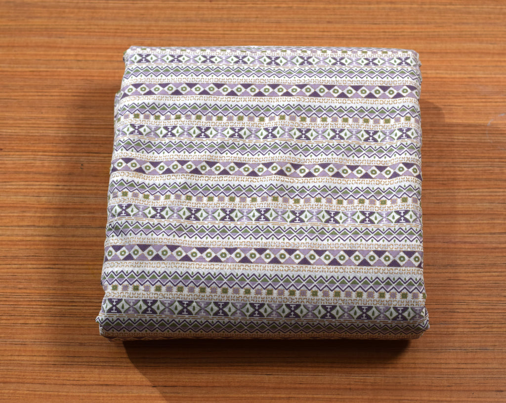 Soft Cotton Floral Dress Material with Matching Bottom & Printed Shawl | 44" Width | Lavender & Ivory