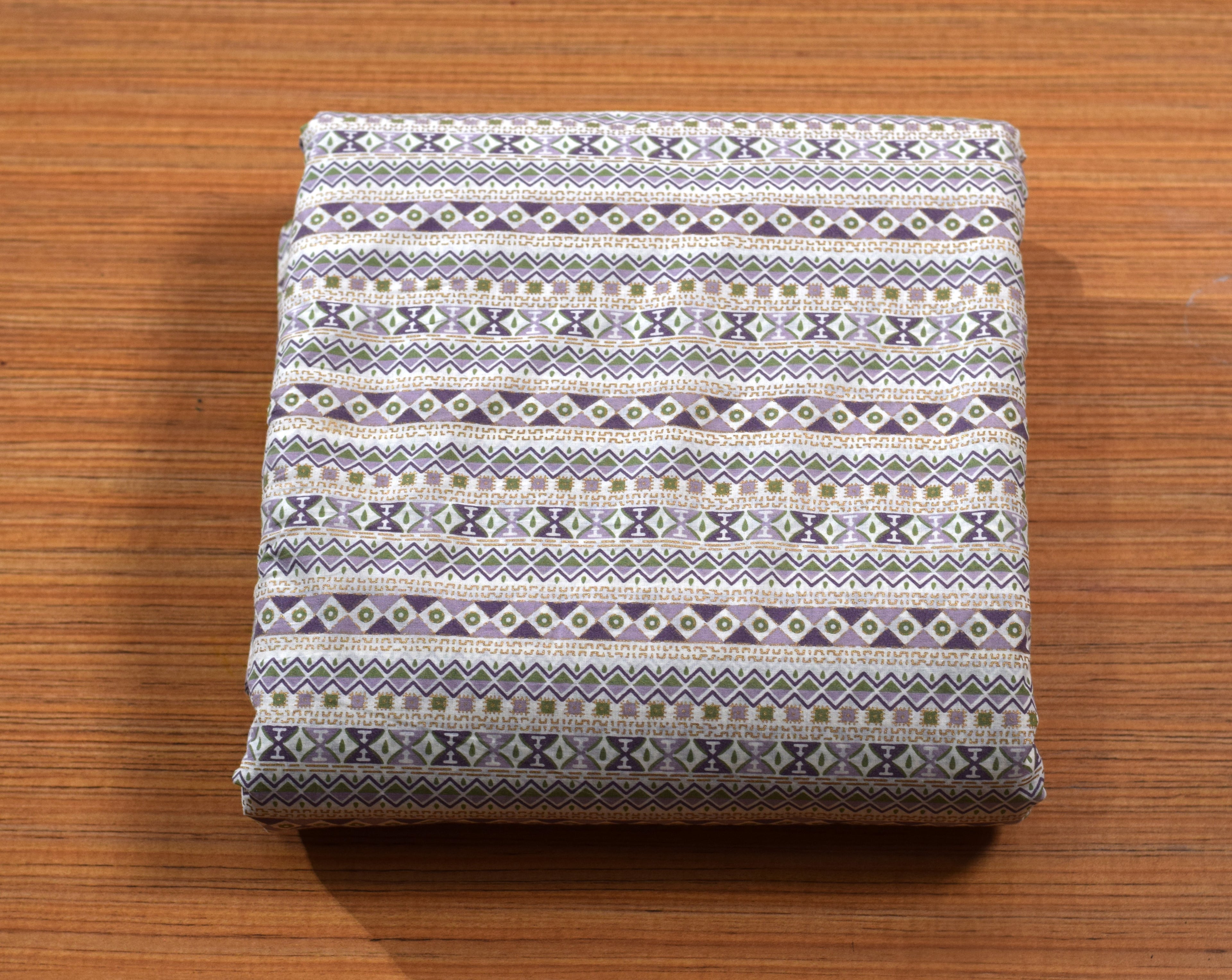 Soft Cotton Floral Dress Material with Matching Bottom & Printed Shawl | 44" Width | Lavender & Ivory