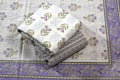 Soft Cotton Floral Dress Material with Matching Bottom & Printed Shawl | 44" Width | Lavender & Ivory