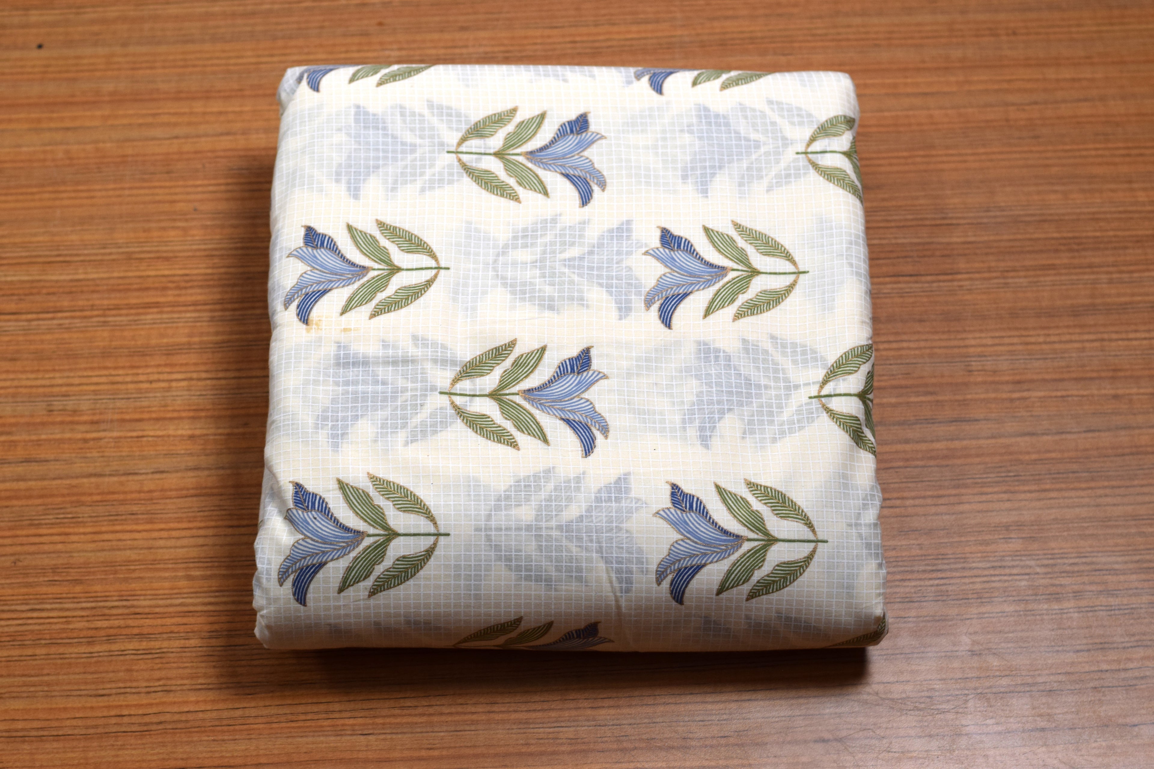 Soft Cotton Floral Dress Material Set with Dupatta – Blue & White | 44" Width | Top 2.5 m, Bottom 2 m