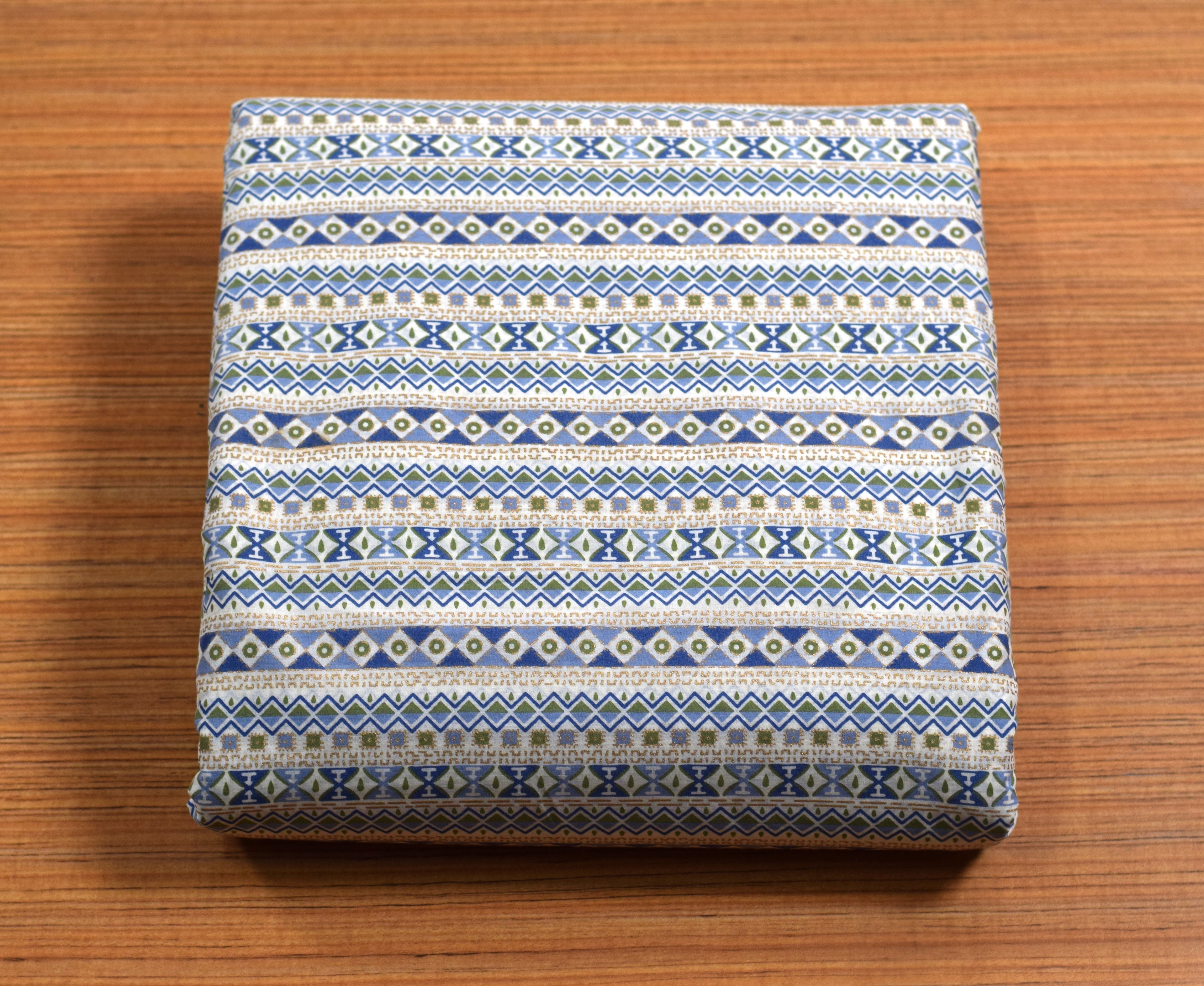 Soft Cotton Floral Dress Material Set with Dupatta – Blue & White | 44" Width | Top 2.5 m, Bottom 2 m