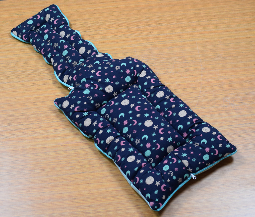 Soft Baby Sleeping Protector Nest with Zip Closure | Newborn Baby Bed | 0–3 Months | Navy Blue & Greenish Blue