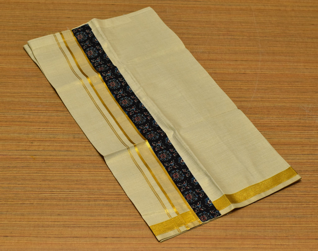 Kids Onam Printed Shirt & Traditional Kasavu Dhoti Combo Set | Festive Ethnic Wear for Boys