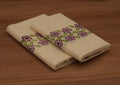 Kerala Kodi Colour Women's Set Mundu 2.80 Meter – Off White with Purple Floral Border | Traditional Kerala Ethnic Wear