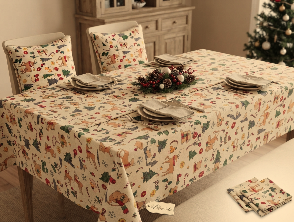 Christmas Printed Fabric Running Material – 60 Inch Wide | Table Cloth, Table Runner & Cushion Cover Fabric