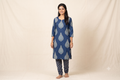 Soft Cotton Indigo Ethnic Dress Material Set – Top 2.5m & Bottom 2m | 44" Width