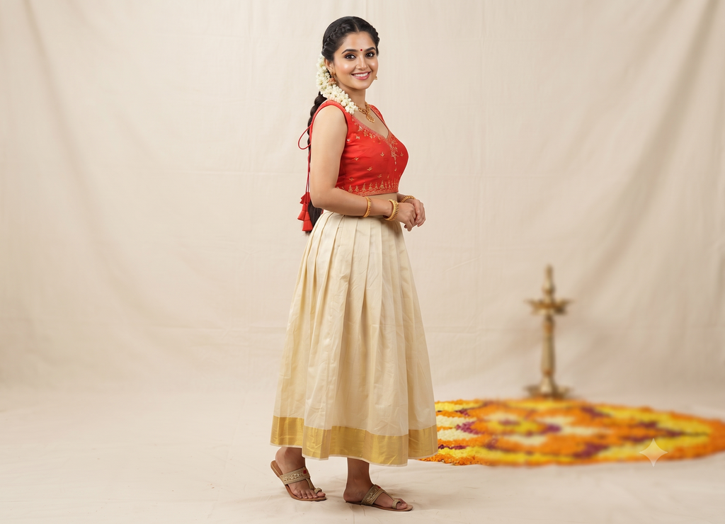 Women's Chanderi Silk Embroidered Saree Blouse | Ready-Made Padded Blouse | Front Neck Design | Sleeves Inside | Red
